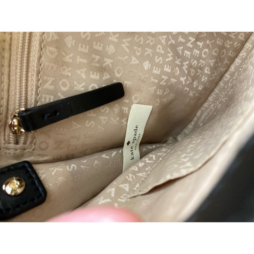KATE SPADE, BLACK SMOOTH LEATHER SLIM CROSSBODY BAG - Picture 9 of 12